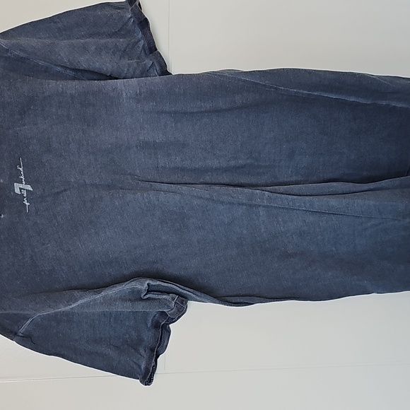 7 for all Mankind Distressed Blue V-Neck Shirt Boys Sz L - Picture 5 of 5